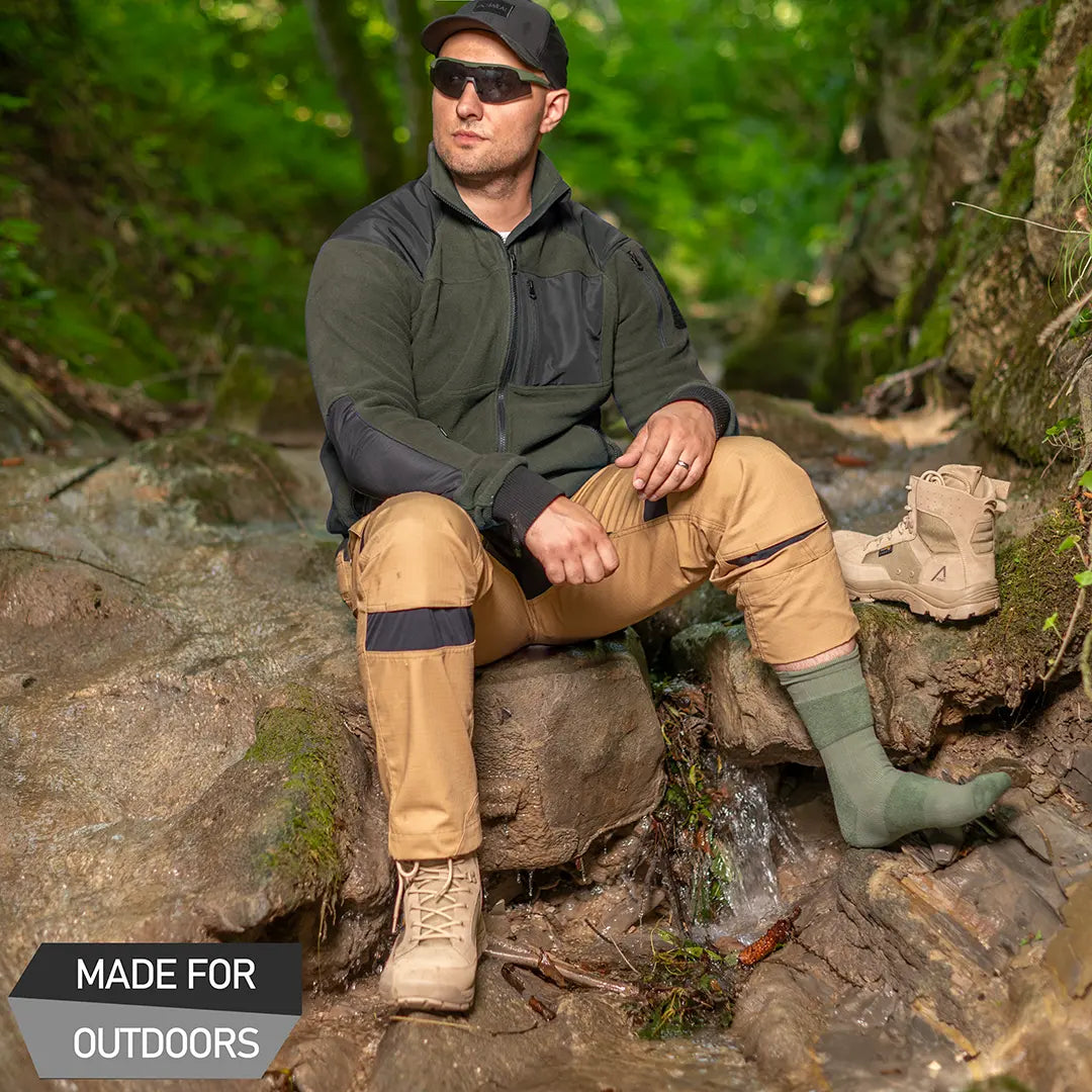 ACE Schakal Socken - 1 Paar taktische Strümpfe mit Merino-Wolle & Antiblasen-Polster - Wandern & Trekking