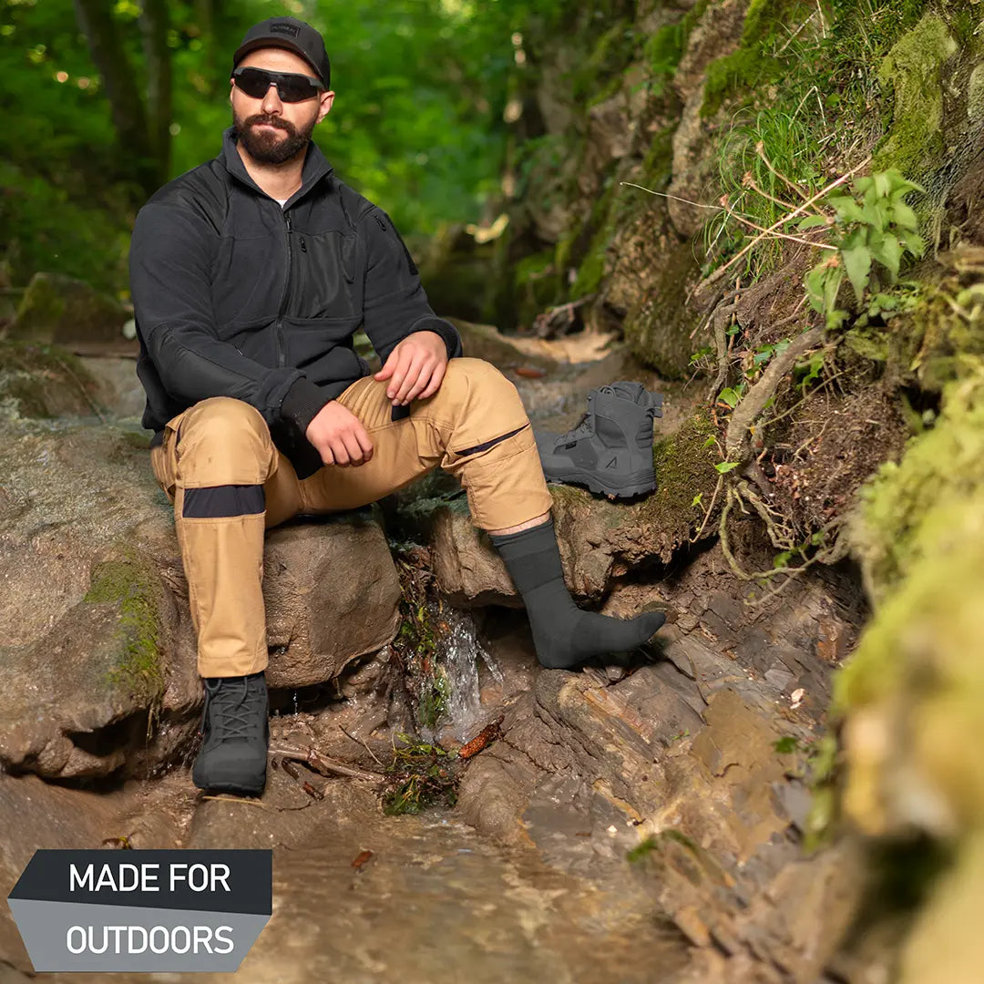 ACE Schakal Socken - 3 Paar taktische Strümpfe mit Merino-Wolle & Antiblasen-Polster - Wandern & Trekking