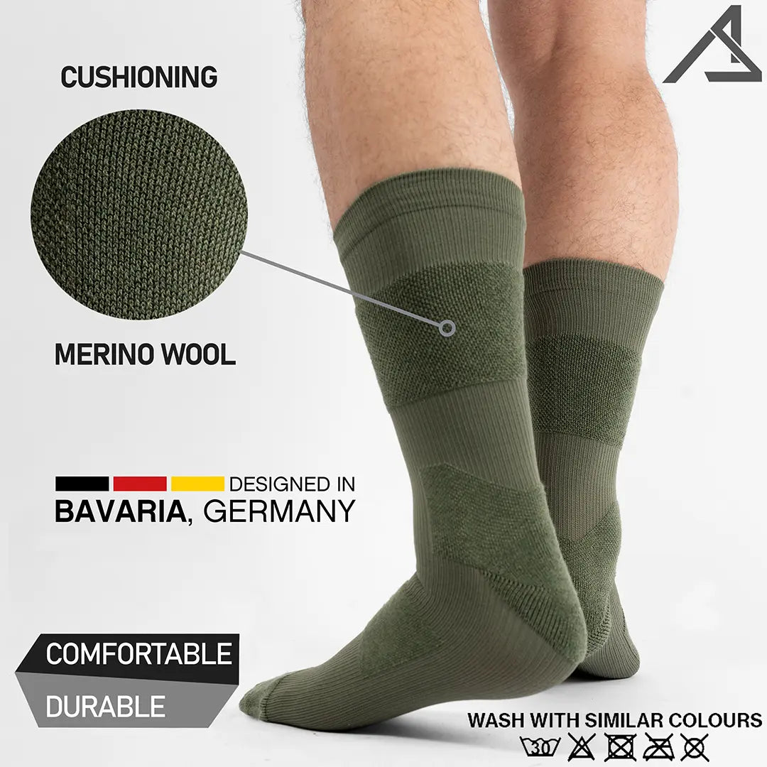 ACE Schakal Socken - 1 Paar taktische Strümpfe mit Merino-Wolle & Antiblasen-Polster - Wandern & Trekking