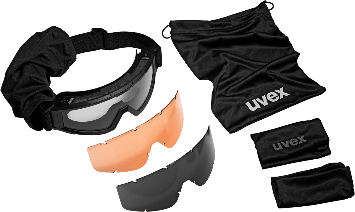 uvex apache goggle Militär-Schutzbrille mit Schießbrille + Etui + 3 verschiedene Scheiben