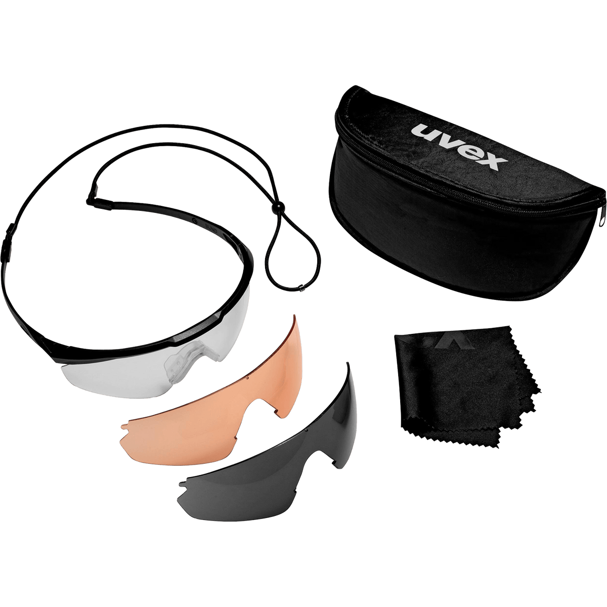 uvex apache spec Militär-Schutzbrille mit Etui & 3 verschiedenen Scheiben