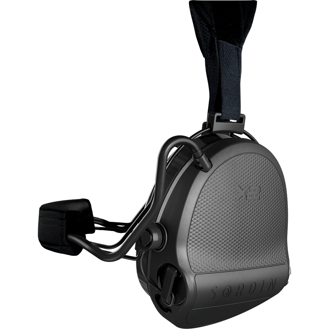 Sordin Supreme X2 Kapsel-Gehörschutz aktiv mit Akku, Ladegerät, Gelkissen und Neckband